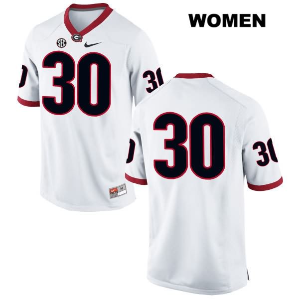Georgia Bulldogs Women's Ed Ferguson #30 NCAA No Name Authentic White Nike Stitched College Football Jersey YAN7456ZD